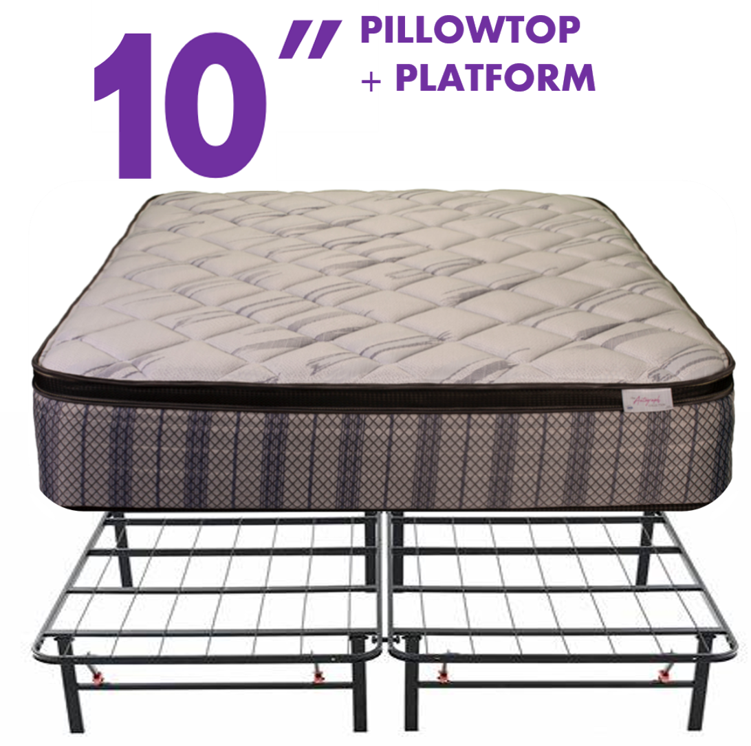 10" Pillowtop Spring Mattress with Metal Platform Bed College Special - Local Delivery Only!
