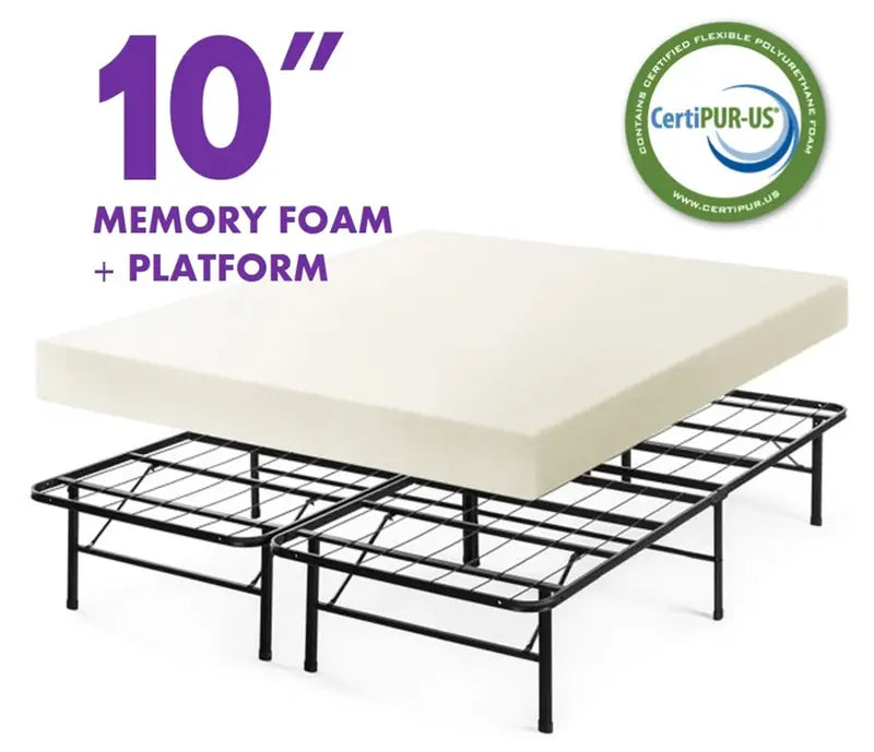 10" Memory Foam Mattress with Metal Platform Bed College Special - Drop Shipping Available!